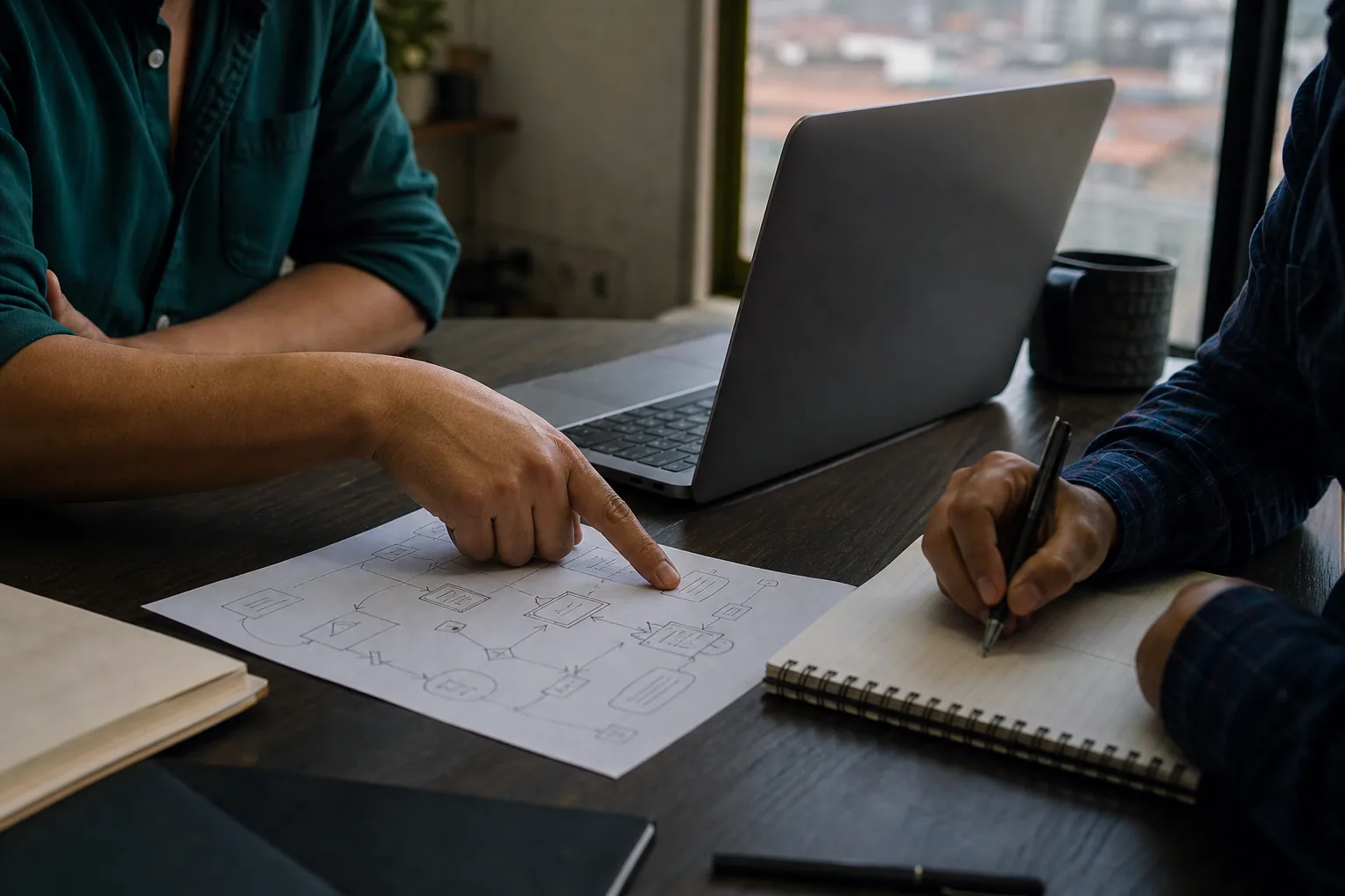 Profesionales latinoamericanos mapeando un proceso de negocio antes de implementar IA